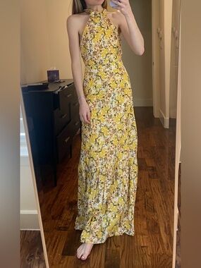 Something Navy Yellow Floral Halter top and maxi skirt set
